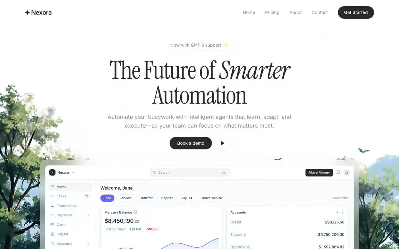 Automation SaaS Hero — Glass Dashboard