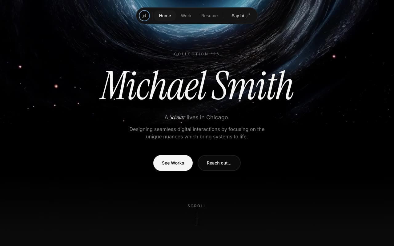 Dark Designer Portfolio — Cinematic Video Parallax
