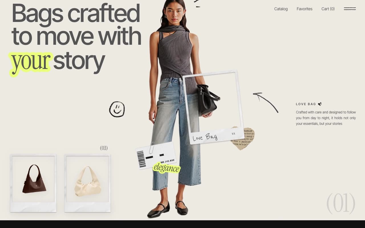 Editorial Bag Collage — Scroll Choreography