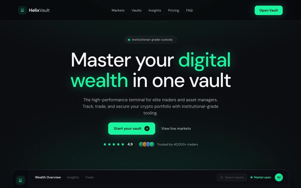Institutional Crypto Hero — Emerald Terminal