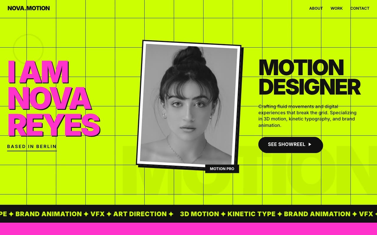 Motion Designer Portfolio — Kinetic Brutalist Reel